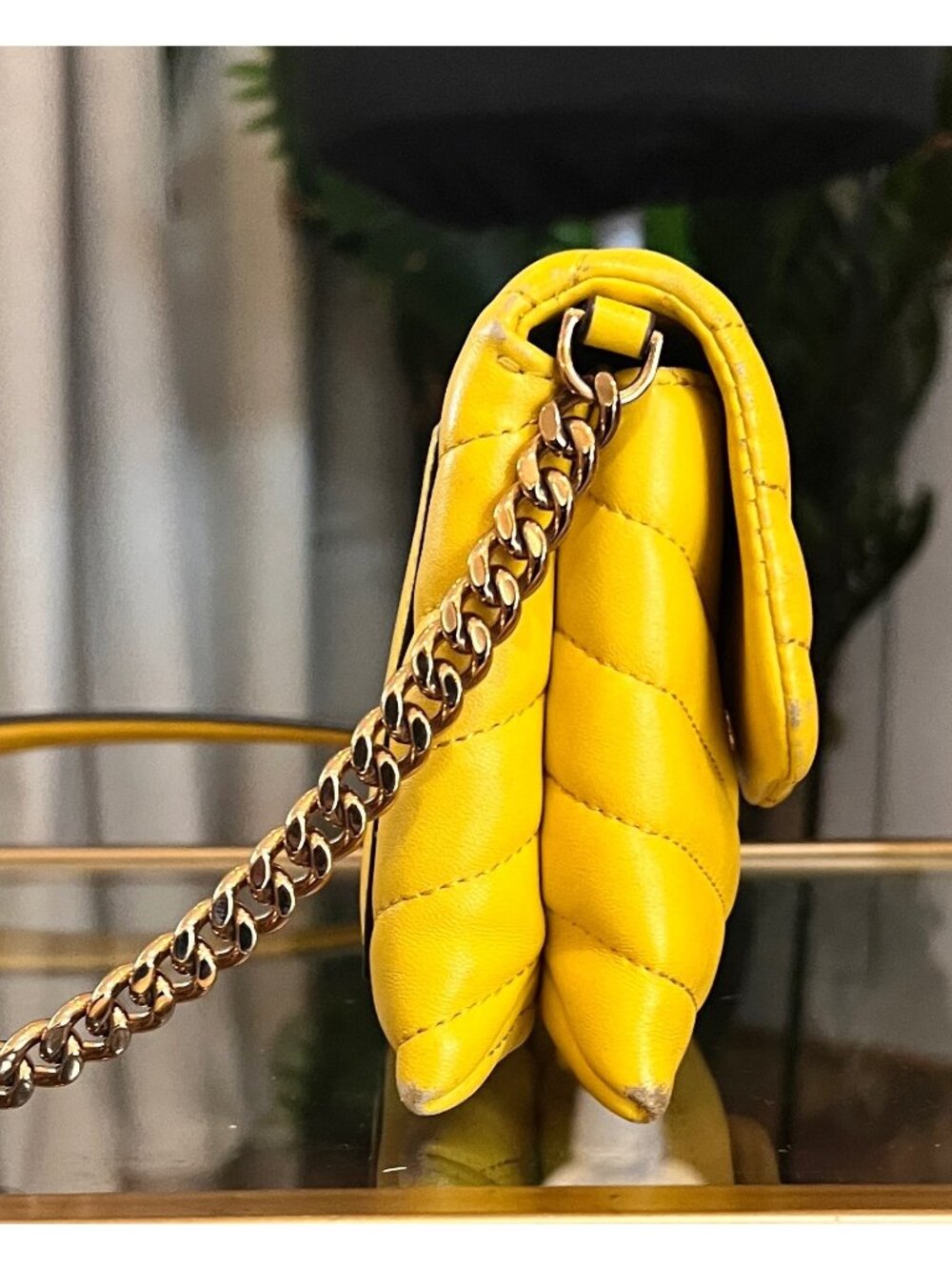 *** Authentic Tory Burch Yellow Quilted Leather Kira Crossbody - Picture 4 of 14